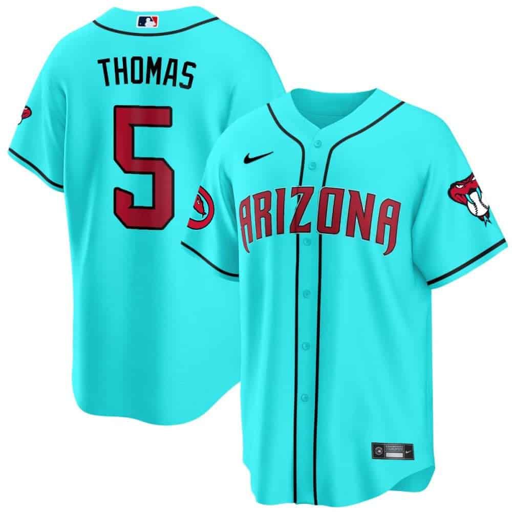 Men Arizona Diamondback #5 Thomas Light Blue 2024 Nike Cool Base MLB Jersey style 1